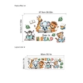 Pegatinas de pared de animales de dibujos animados con jirafa y león para lectura - Animales Leyendo (PD857) / 30x90cm