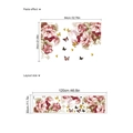 Pfingstrosen Wandsticker Set mit Klebeeffekt 84x54cm und Layoutgröße 120x30cm für Deko - Pfingstrose Schmetterling Stil (ZD644)