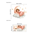 Sleeping princess on moon wall decal with clouds and stars for bedroom decor - Moon Girl (PB609)