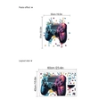 Adesivo murale controller da gioco blu e viola con effetto schizzi di colore - Stile Controller di Gioco Colorato