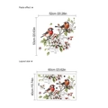 Floral wall sticker with red birds and white flowers paste effect and layout dimensions - Begonia Flowers and Birds (TA156)