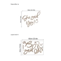 Brown 'She said Yes!' wall sticker with ring graphic in handwritten script style - She Said Yes Artistic Font (ZC1061) / Brown
