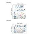 Baby in Bloom blue floral wall decals with size specifications and layout measurements - Baby In Bloom Blue Floral (PB650) / 40x60cm
