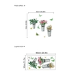 Wandtattoo mit Blumentopf und Schmetterlingen, PVC-Aufkleber Klebegröße 52x52cm - Topfstrauß-30x60cm