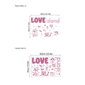 Pink Love Island wall decal with palm trees and summer icons, 60x40cm layout size - Love Island Pink Style (ZC1062)