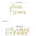 Goldener Miss to Mrs Wandaufkleber für Brautparty und Hochzeit Deko, 72x53cm - Miss to Mrs (ZC1059)