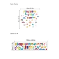 Bunte Play Learn Grow Wandsticker für Kinderzimmer im 85x85cm Layout-Display - Bunte Buchstaben Stil (30x120cm)