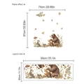 Vinilos decorativos de oso del bosque en acuarela con ardilla y hongos para dormitorio - SC439-30x90-Oso Pardo (Sin Bolsa)