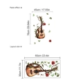Adesivo murale chitarra acustica con rose rosse e farfalle su sfondo bianco - Design di Strumento Musicale Chitarra 30x60cm