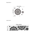 Adesivi murali mandala nero e farfalle che mostrano l'effetto posa e le dimensioni - Combinazione Mandala Farfalla (ZC1002) / 120x30