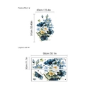 Blue lotus flower wall decal set with layout dimensions for home living room decor - Blue Lotus Style (SC450-30x90-2)