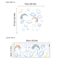 Aquarell Regenbogen Wandsticker Set mit Wolken und Sternen für Kinderzimmer - Wolken-Regenbogen / 30x90 Größe