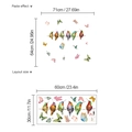 Adesivi murali colibrì acquerello con effetto posa 71x64cm e dimensioni layout 60x30cm - Modello Sei Uccelli E Farfalle (SC276) / Layout 30x60cm
