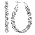 Créoles torsadées en argent avec zircons pavés et poinçon S925, bijoux élégants - Silver Base With White Zirconia