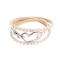 Macro shot of wrap-around leather bracelet with sparkling rhinestones and heart buckle - Khaki