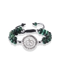 Detail of tiger eye stone teacher bracelet with engraved apple tree charm and quote - Green Tiger Eye