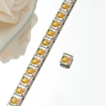 Detail of stainless steel modular bracelet with cute yellow enamel chick charms - Yellow Chick Style (HA-1)