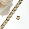 Detail of Italian charm bracelet with enamel landscape links and stainless steel modular design - Starry Sky Scenery Style (HA-10)