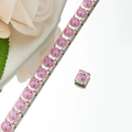 Detail of Italian charm bracelet links featuring pink enamel with a scooter pattern - Cartoon Scooter Style (HA-11)