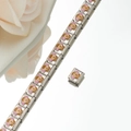 Detail of Italian modular stainless steel bracelet with cute enamel puppy charm link - Brown Puppy Style (HA-21)