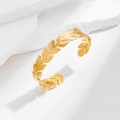 Bracciale rigido regolabile in acciaio inossidabile dorato con design a foglie cave - Foglia Realistica (1135) / Oro
