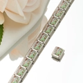 Detailansicht modularer Armbandglieder mit grüner Emaille-Landschaft aus Edelstahl - Grüner Landschaftsstil (HA-42)