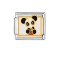Macro view of Italian charm link featuring a cartoon panda in enameled stainless steel - Cartoon Panda (HA-108)