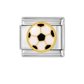 Dettaglio di un modulo per bracciale italiano con design a pallone da calcio dorato - Motivo Calcio (HA-109)