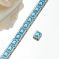 Detail of Italian charm bracelet links featuring blue enamel birds and moon on stainless steel - Peace Bird Style (HA-34)