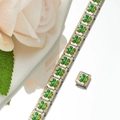 Detail of Italian charm bracelet links featuring green cartoon frogs in stainless steel - Green Frog Style (HA-36)