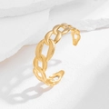 Verstelbare holle schakel open armband in goud met een gehamerde textuur - Dikke Ketting (1140) / Goud