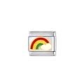 Italian style charm module with rainbow and cloud enamel design on stainless steel - Rainbow Cloud Style (HA-5)