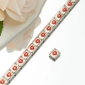 Italian charm bracelet link in silver stainless steel with red enamel heart and gold letter L - Red Letter L Style (HA-48)