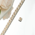 Italian modular charm bracelet with white enamel links and golden coffin cross patterns - Gold Coffin Style (HA-45)