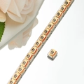 Italian charm graduation bracelet with gold links and black cap motif in stainless steel - Graduation Cap Style (HA-46)