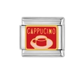 Maglia per bracciale modulare italiano in acciaio con charm rosso CAPPUCCINO - Stile CAPPUCCINO Rosso (HA-143)