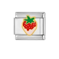 Italiaanse modulaire roestvrijstalen bedel met een 3D-emaille aardbeiontwerp - Roze Aardbei Patroon (HA-144)