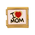 Edelstahl Armband Element mit I Love Mom Herzanhänger im italienischen Stil - I LOVE MOM Muster (HB-13)