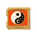 Italienisches Charm-Glied mit orangefarbenem Yin-Yang-Sonnen-Mond-Muster in Gold - Stern Und Mond Yin Yang (HB-17)