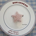 Pink knitted crochet star decoration with 6cm size label and metal clip backing - Star-02
