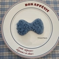 Deep blue curly plush bow decoration with silver glitter for Christmas DIY crafts - Bowknot-02