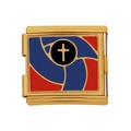 Italienischer vergoldeter Charm mit Emaille-Kreuz und geometrischem Muster für Armbänder - Geometrisches Kreuzmuster (HB-30)