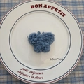 Blue knitted bow DIY Christmas ornament with silver glitter finish, size 6.5cm x 5cm - Butterfly-01