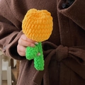 Handmade crochet yellow tulip flower crafted from soft yarn for home desk decoration - Orange