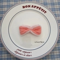 Pink curly plush Christmas bow decoration with white fuzzy edges and soft texture - Bowknot B-01