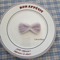 DIY purple plush Christmas bow accessory with white fur edges measuring 4.5cm by 8cm - Bowknot B-02