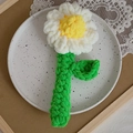 Handmade crochet daisy flower in white and yellow yarn for home decor and gifts - Ornament / Finished Flower / Original Color
