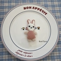Pink and white plush rabbit DIY Christmas accessory, 8cm x 5cm size with knit texture - Rabbit-01