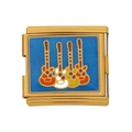 Italienischer Modul-Charm in Gold-Optik mit buntem Gitarren-Motiv für Armbänder - Cartoon Gitarre Muster (HB-51)