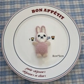Pink and white handmade rabbit plush pendant for DIY Christmas crafts, 8cm x 5cm size - Rabbit-02